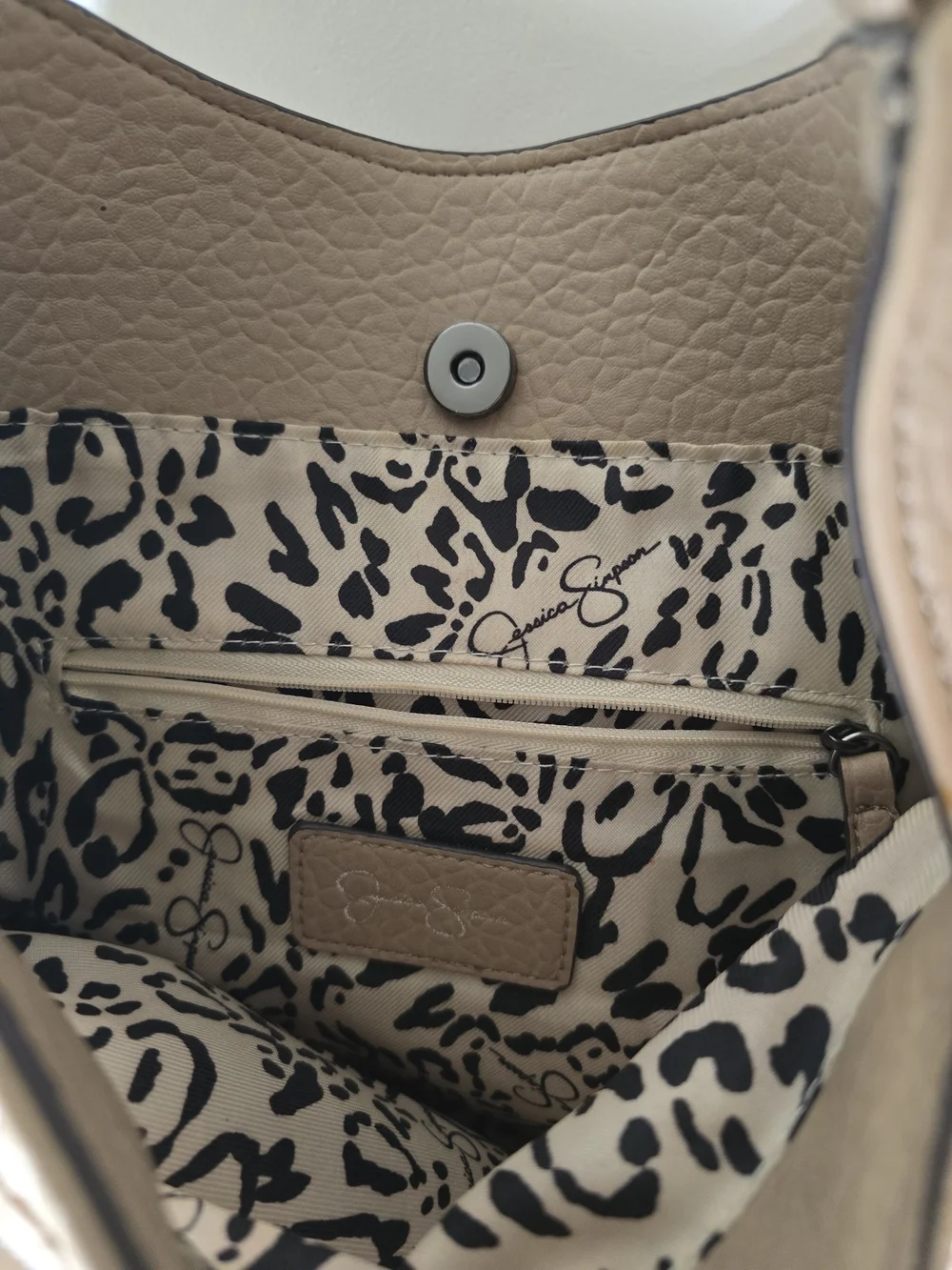 Jessica Simpson Beige Pebbled Faux Leather Hobo Bag